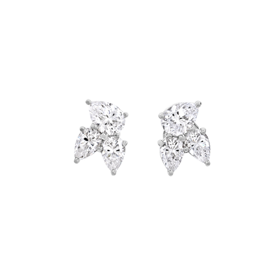 Diamond Pear Cluster Earrings