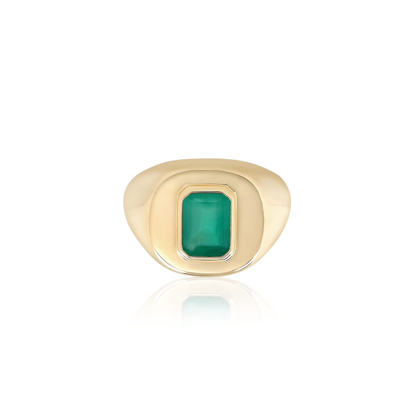 Chubby Green Emerald Signet Ring