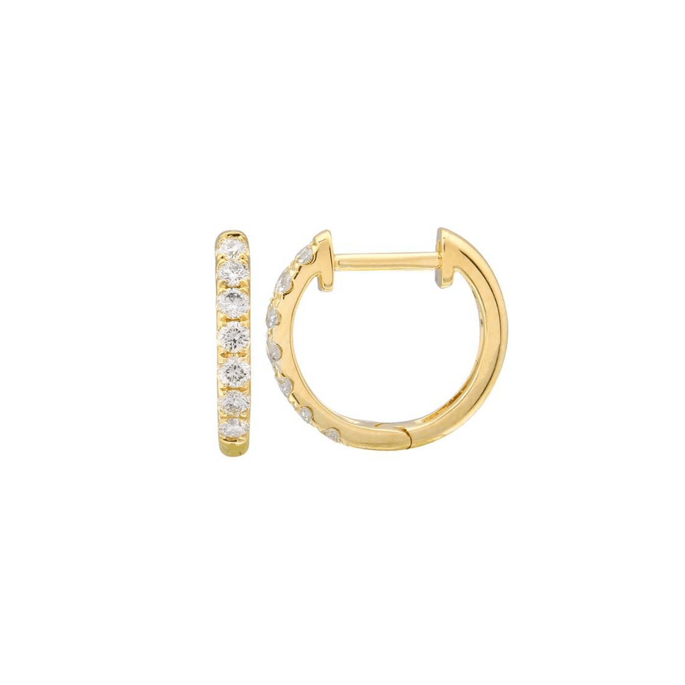 Large Gold Diamond Huggie earrings