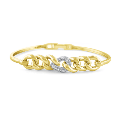 Gold Diamond Chain Link Flex Bracelet