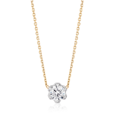 Two-Tone Buttercup Round Diamond Necklace