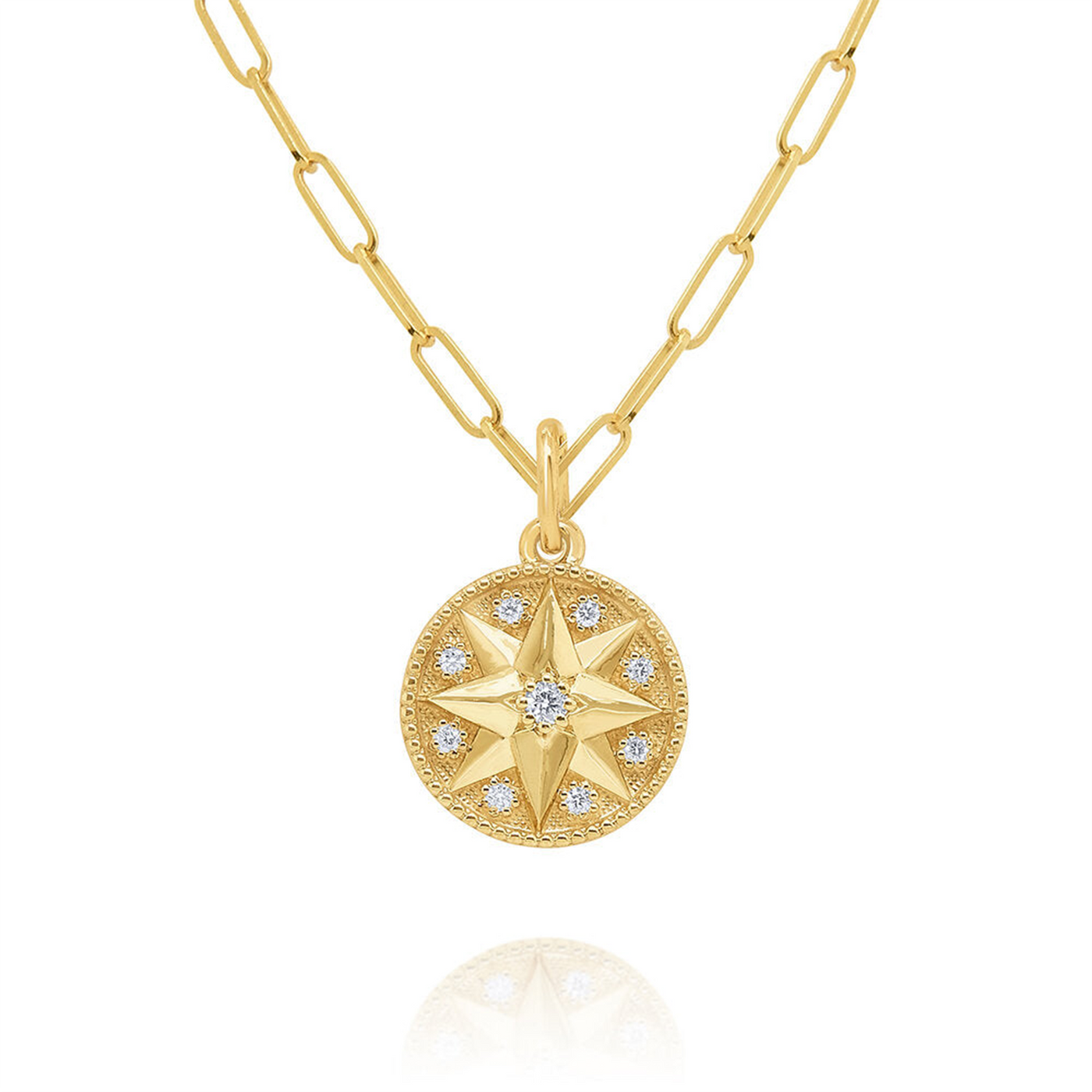 Gold Diamond Compass Necklace