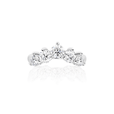 Five Round Diamond Curved Band
