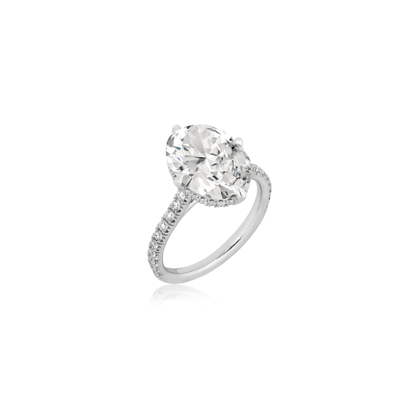 Oval Diamond with a Hidden Halo & Pave Band