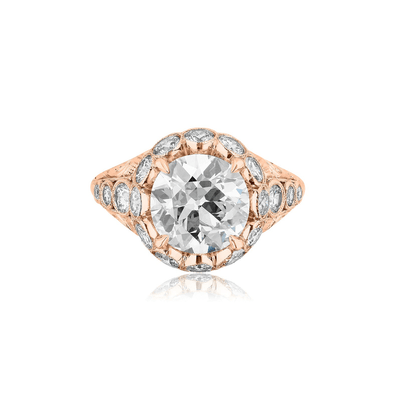 Old Mine Round Diamond Engagement Ring