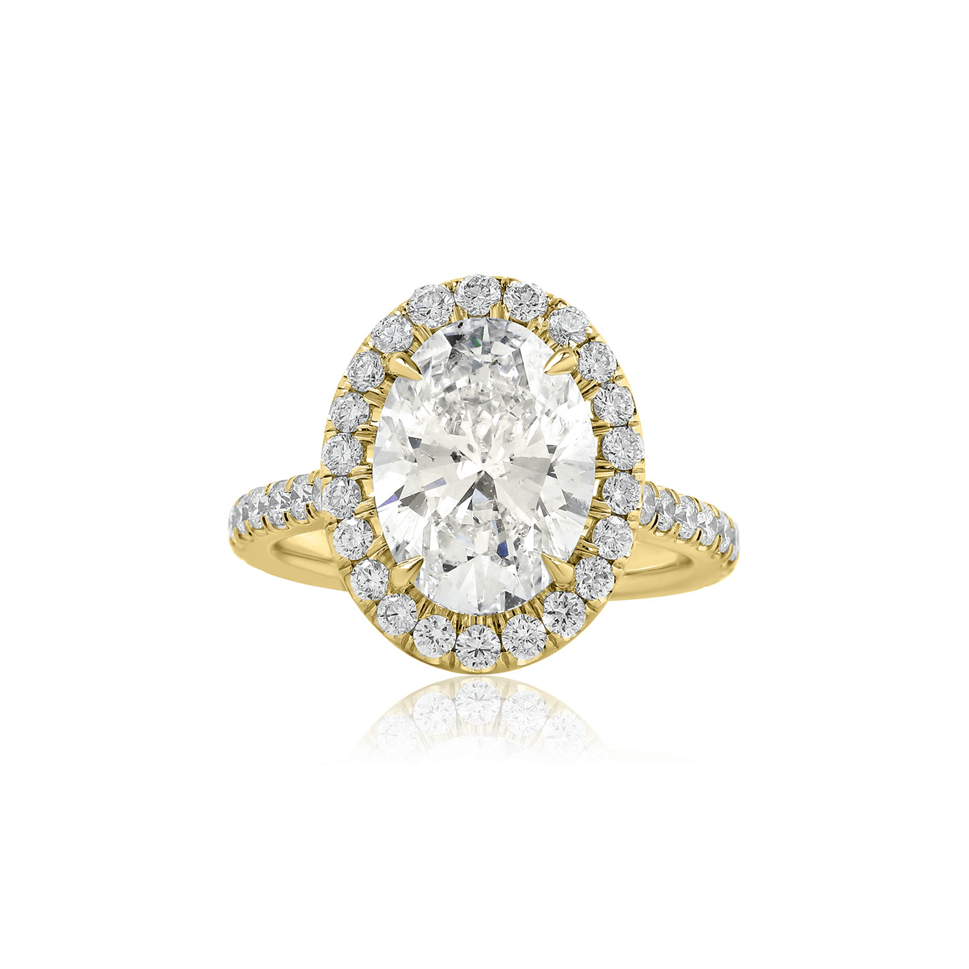 Oval Diamond with a Halo and Pave Band