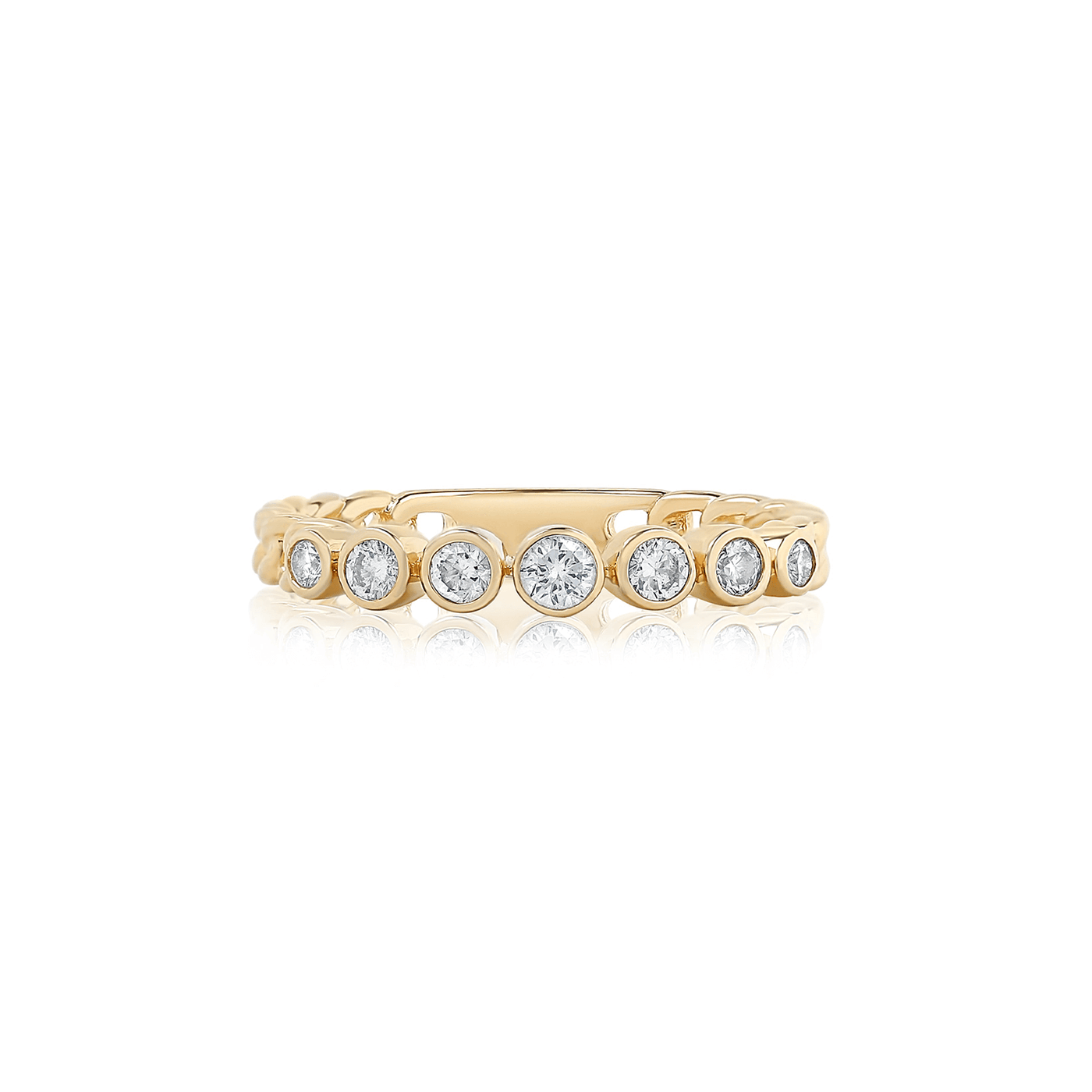 Round Bezel Diamond Chain Ring
