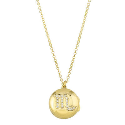 Gold Zodiac Locket Diamond Necklace