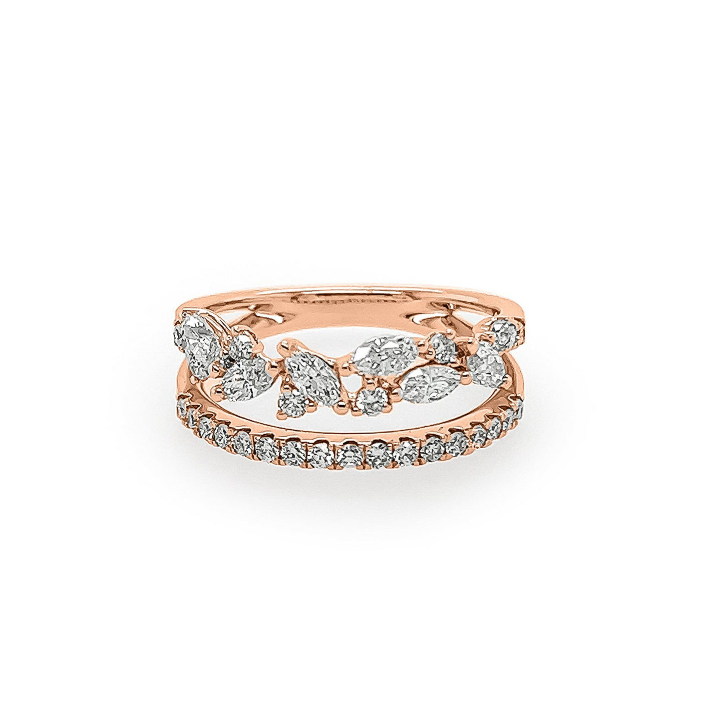 Marquise & Round Cluster Double Pavé Band