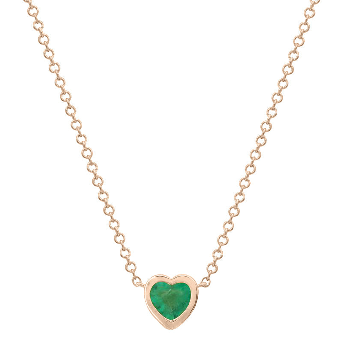 Bezel Heart Necklace with Colored Stone
