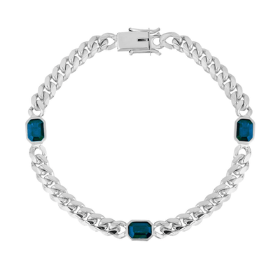 Cuban Chain Bracelet With Colored Stones