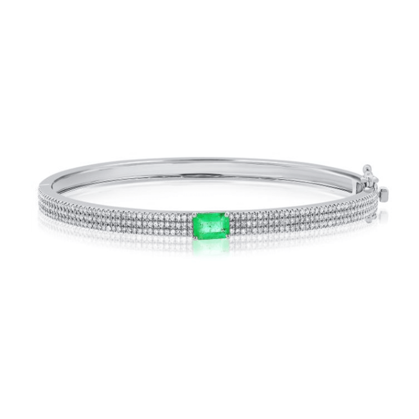 Pavé Diamond Green Emerald Bangle