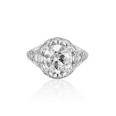 Old Mine Round Diamond Engagement Ring