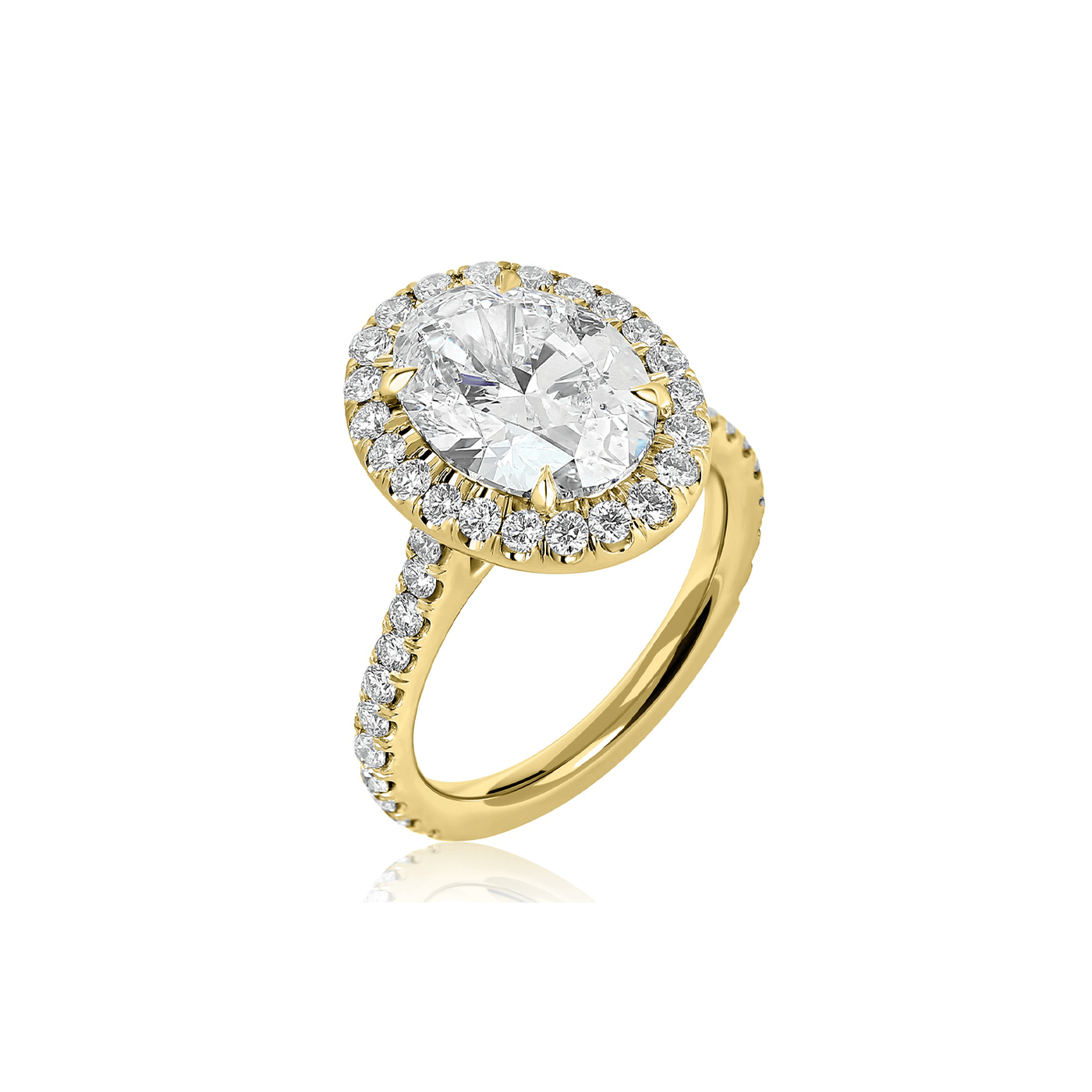 Oval Diamond with a Halo and Pave Band