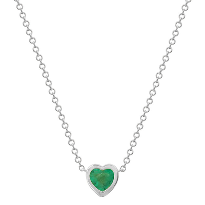 Bezel Heart Necklace with Colored Stone