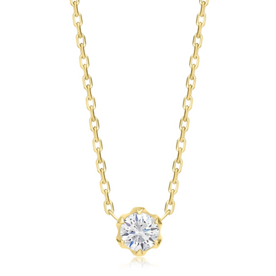 Two-Tone Buttercup Round Diamond Necklace
