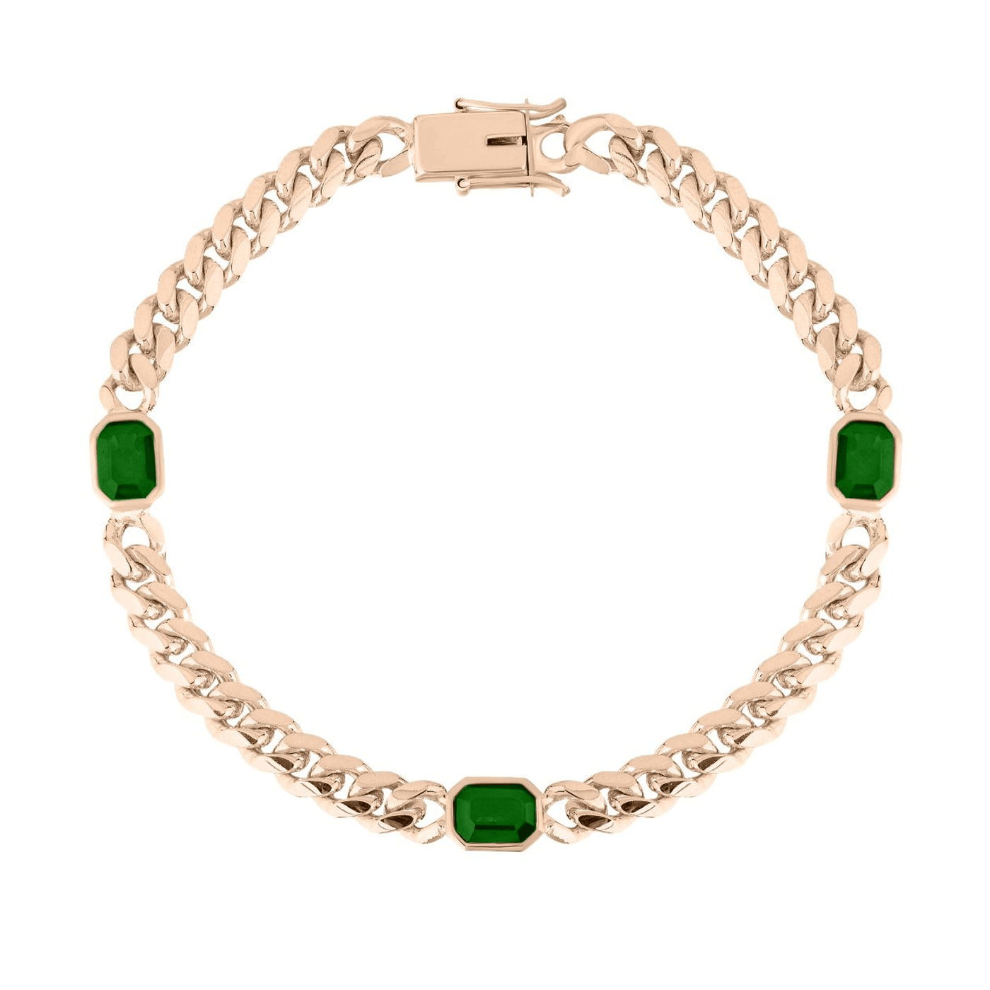 Cuban Chain Bracelet With Colored Stones