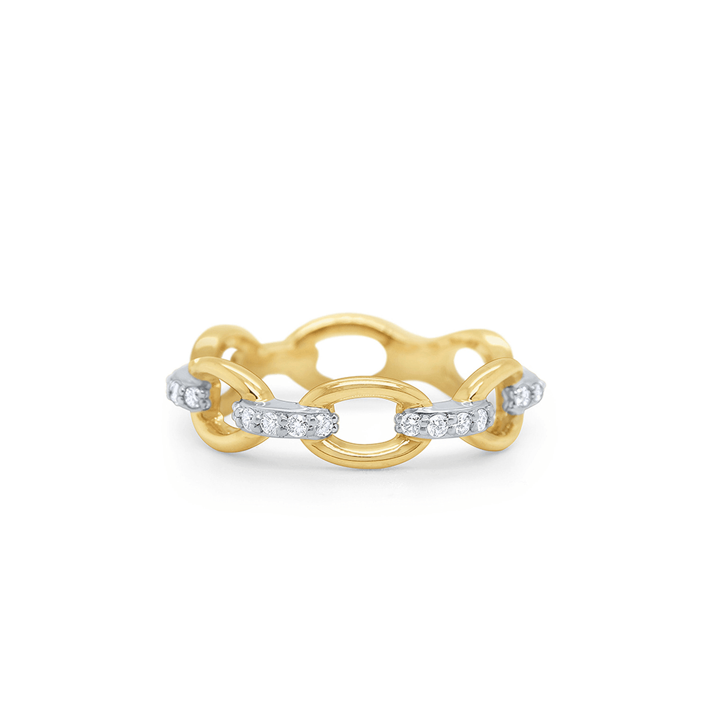 Gold Diamond Two-Tone Link Ring