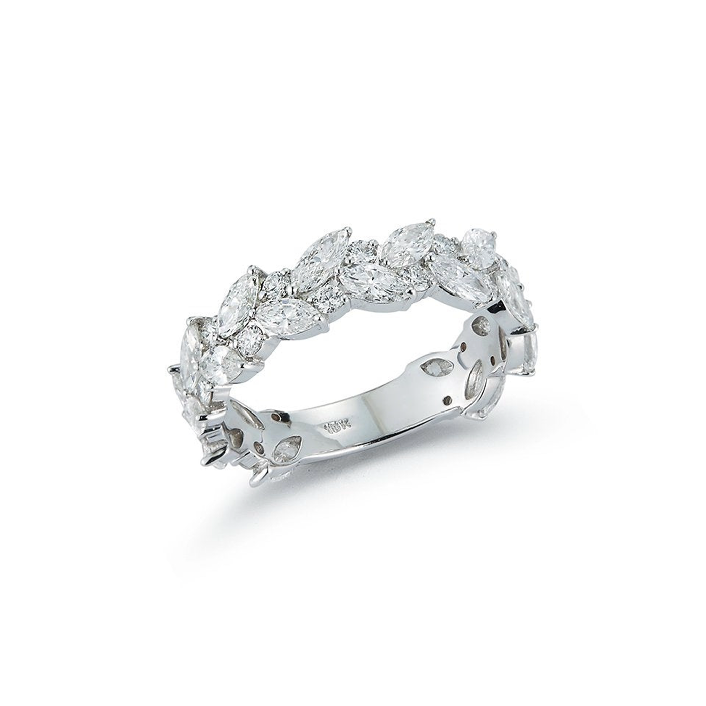 Double Row Marquise and Round Diamond ring