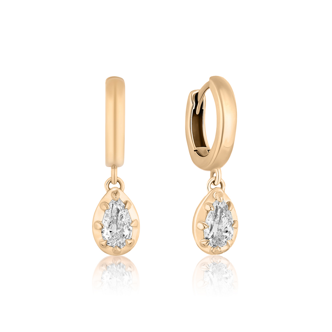 Two-Tone Pear Diamond Hoop Earrings
