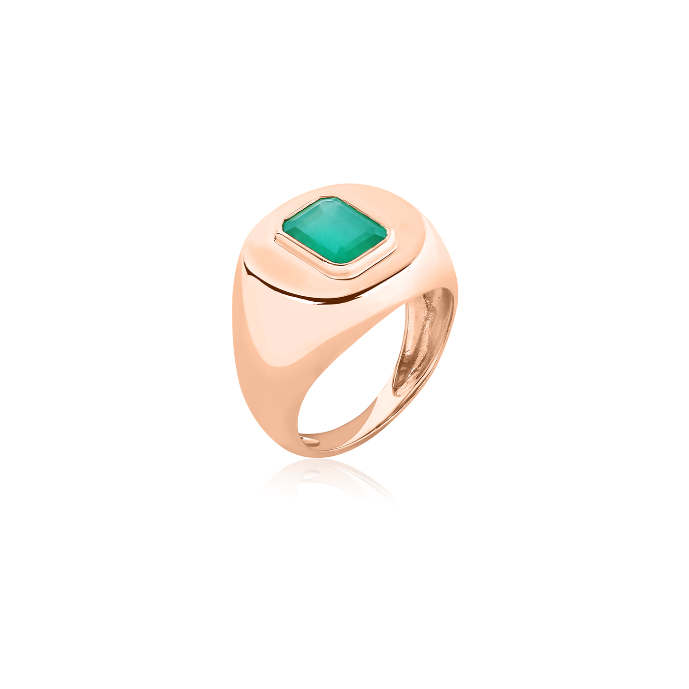 Chubby Green Emerald Signet Ring