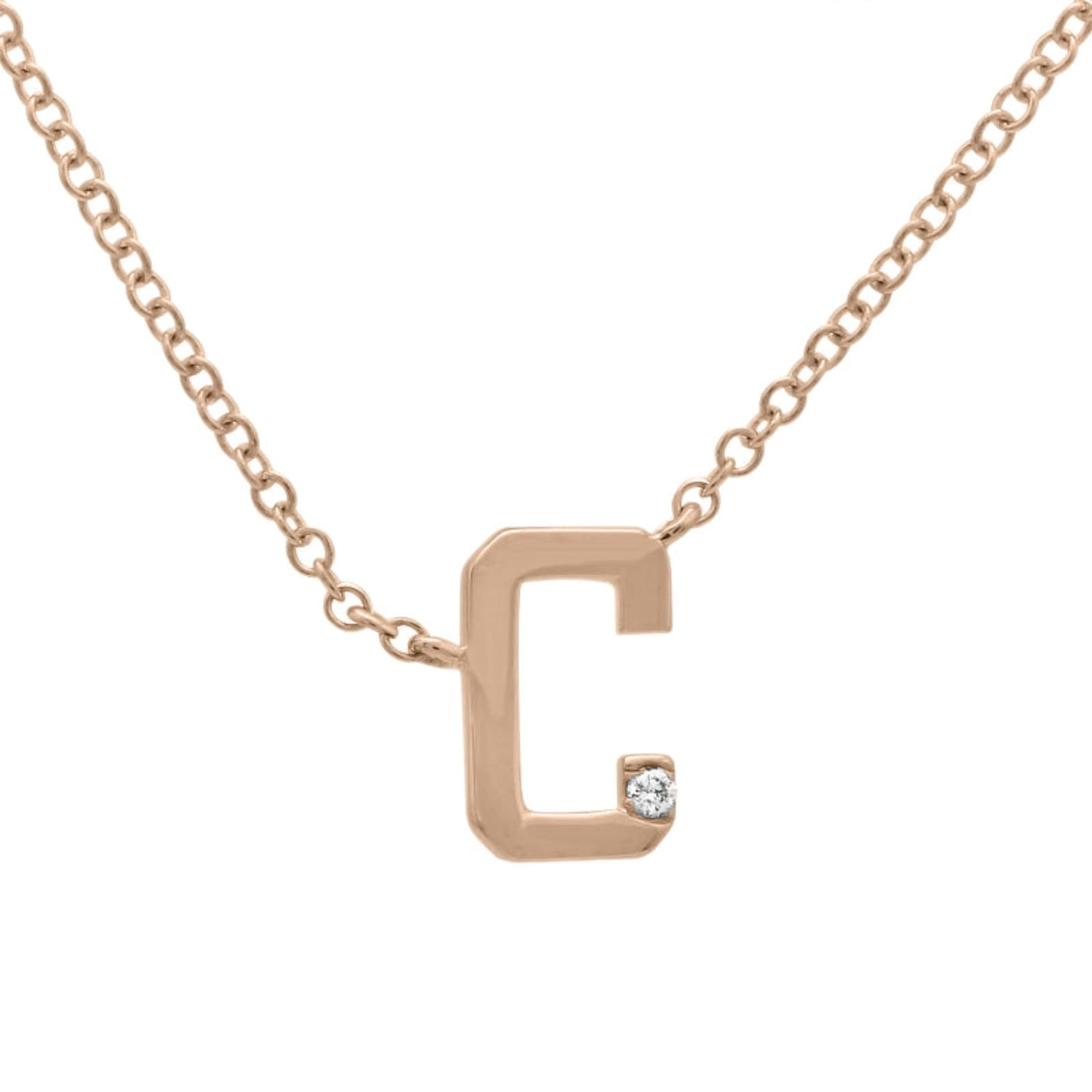 Gold Cubed Diamond Letter Necklace