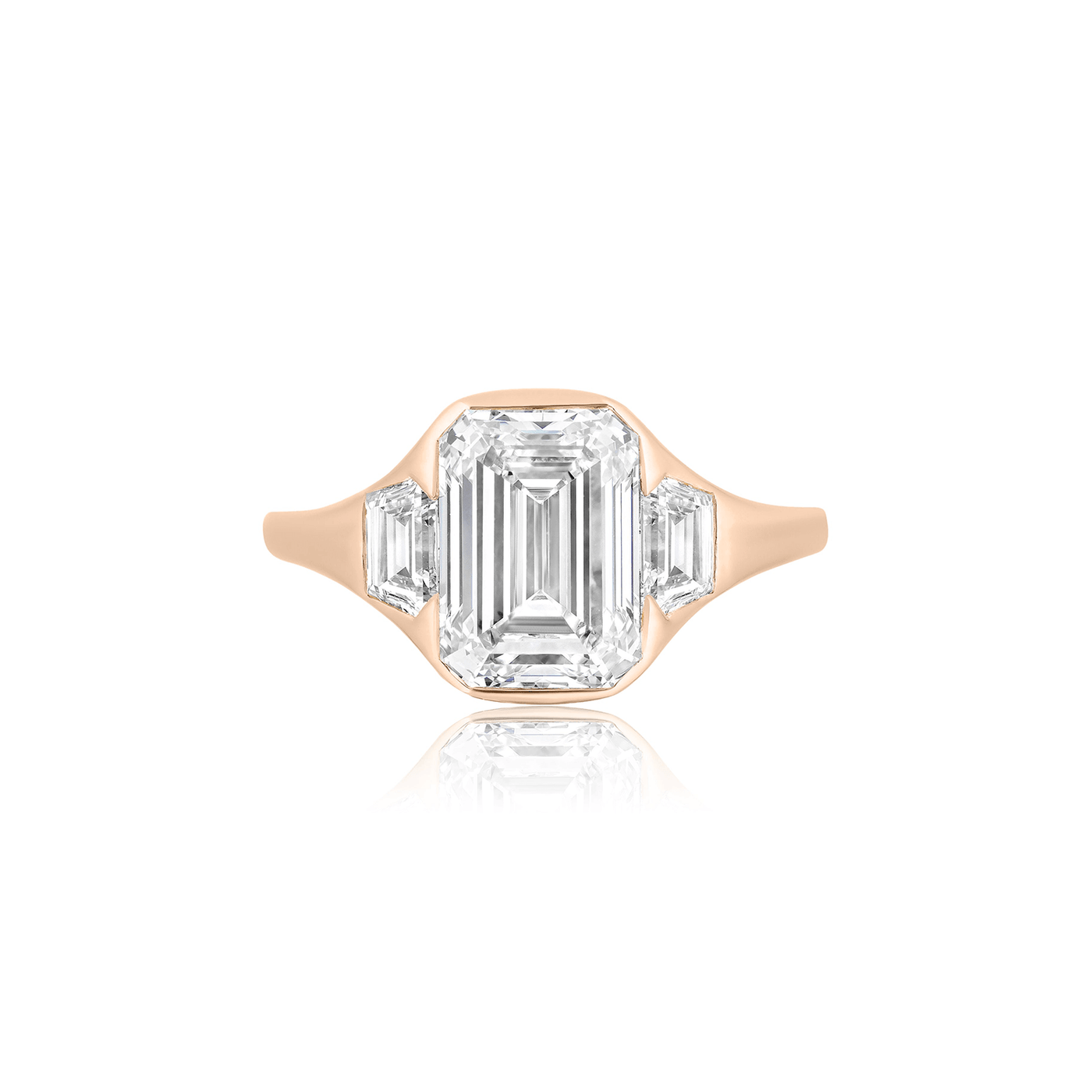 Emerald-Cut Diamond with Trapezoid Side-Stones