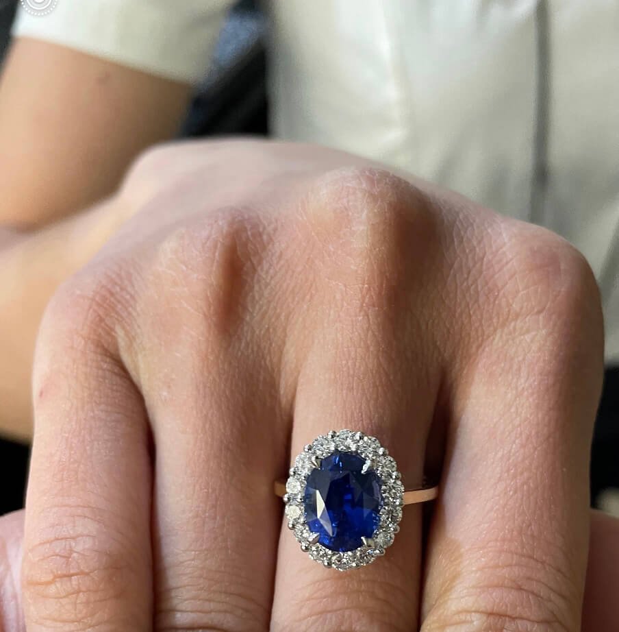 Oval Sapphire with Diamond Halo